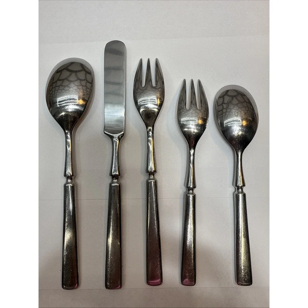Vtg (5) Pcs DANSK int'l‎ Designs Japan IHQ Anvil Pattern Flatware Place setting